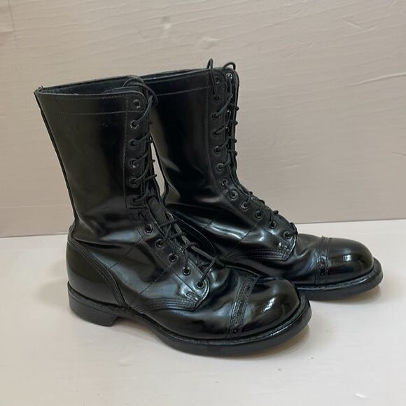 VINTAGE CORCORAN 10 INCH PARATROOPER JUMP BOOTS IN BLACK LEATHER‎ - Picture 1 of 10
